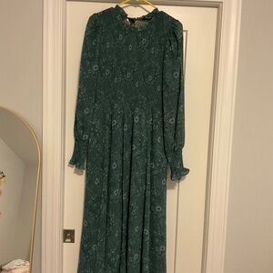 Madewell green floral midi dress